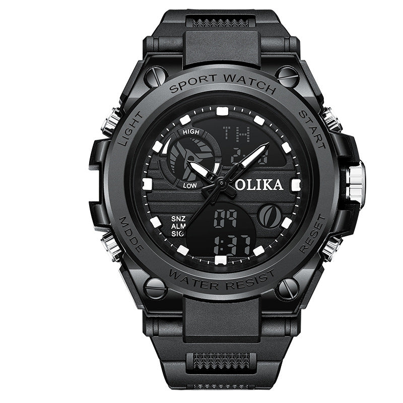 Men's watch dual display waterproof electronic, outdoor sports timing multifunctional