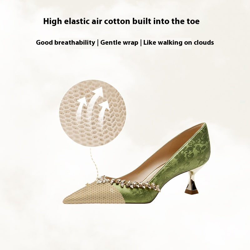 New Chinese Style Wedding Shoes Women's Cheongsam High Heels Bride