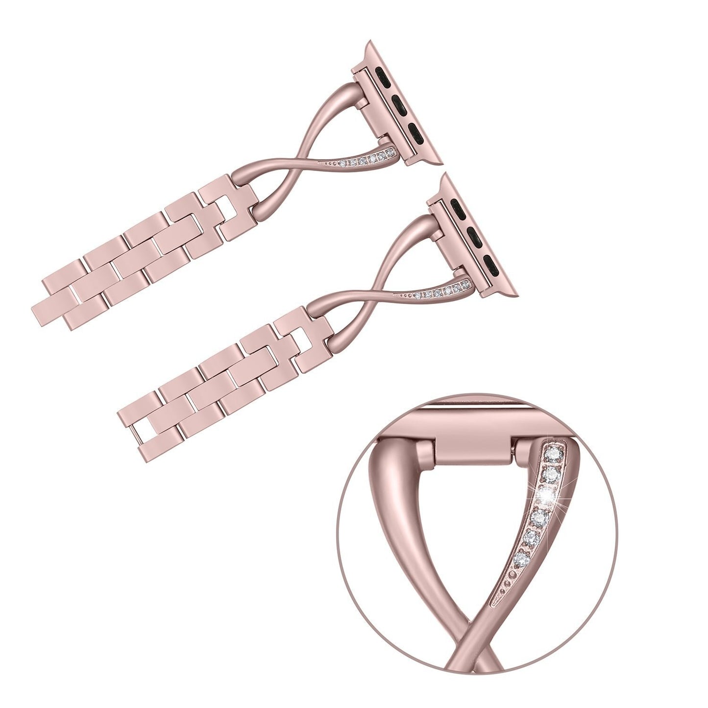 X-shaped stainless steel diamond watch band for Apple Watch Bands diamond Stainless Steel Strap