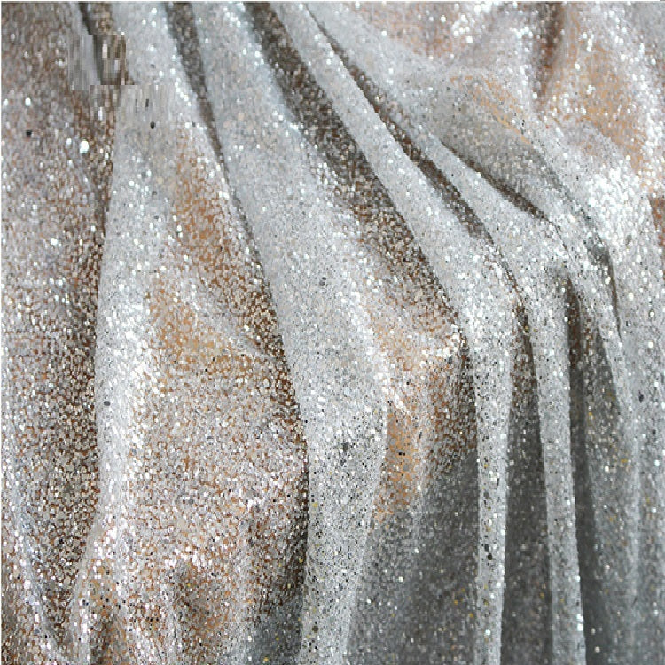 Wedding Dress Silver Bronzing Sequin Fabric