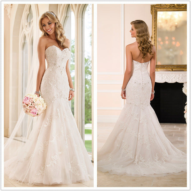 wedding dress Trailing tube top lace