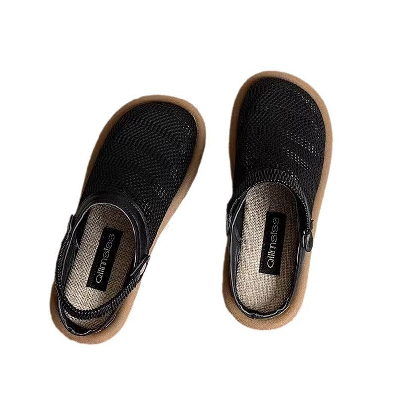 Soft Bottom Closed Toe Breathable Mesh Slip-on Hole Shoes
