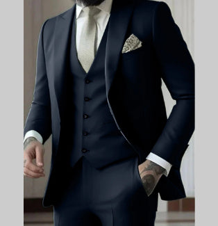 Men's Slim Fit Solid Color Business Suit