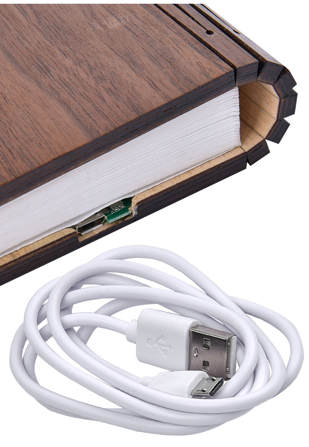 LED Night Light Folding Book Light USB Port Rechargeable Wooden Magnet Lamp