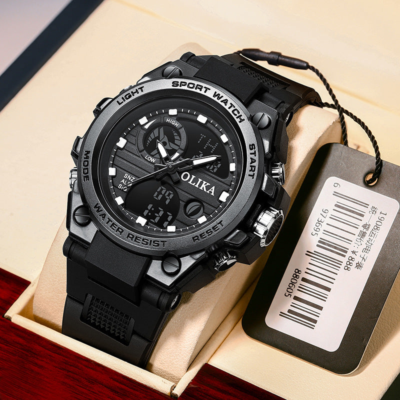 Men's watch dual display waterproof electronic, outdoor sports timing multifunctional