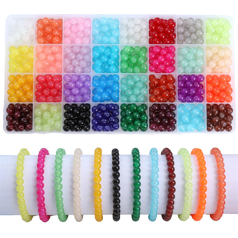 Glass Jelly Double Crystal Round Beads Material Package Handmade Diy Bracelet Accessories Set Box String Beads Materials