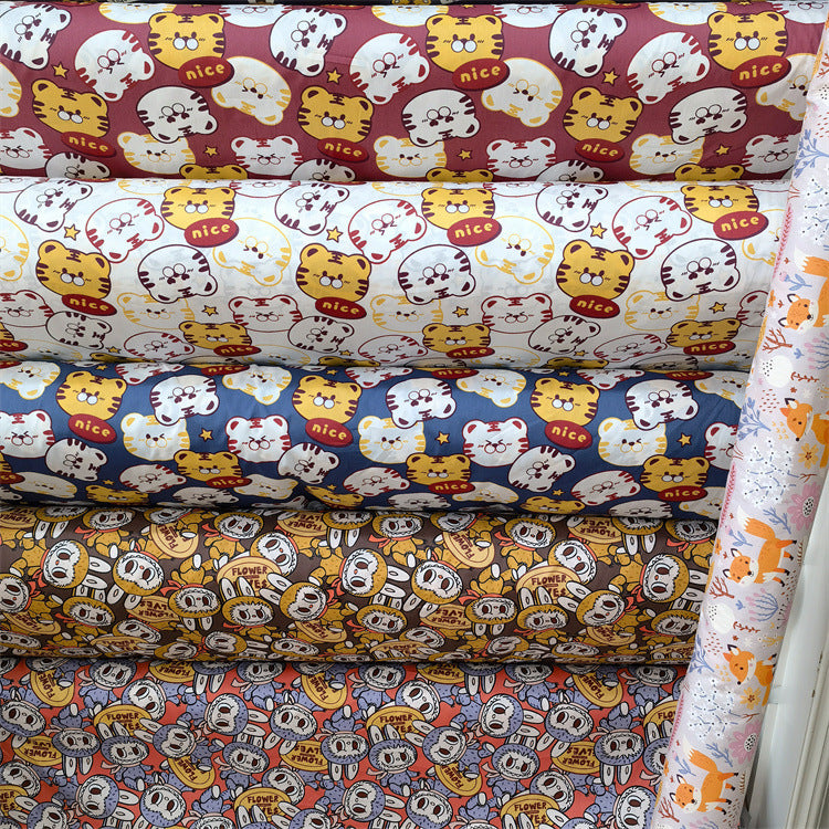 Cartoon Panda And Tiger Cotton Twill