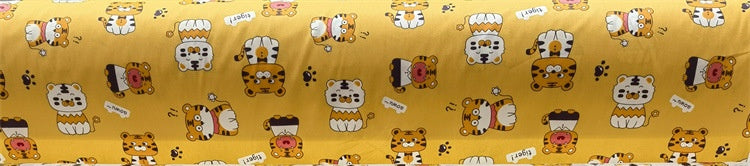 Cartoon Panda And Tiger Cotton Twill