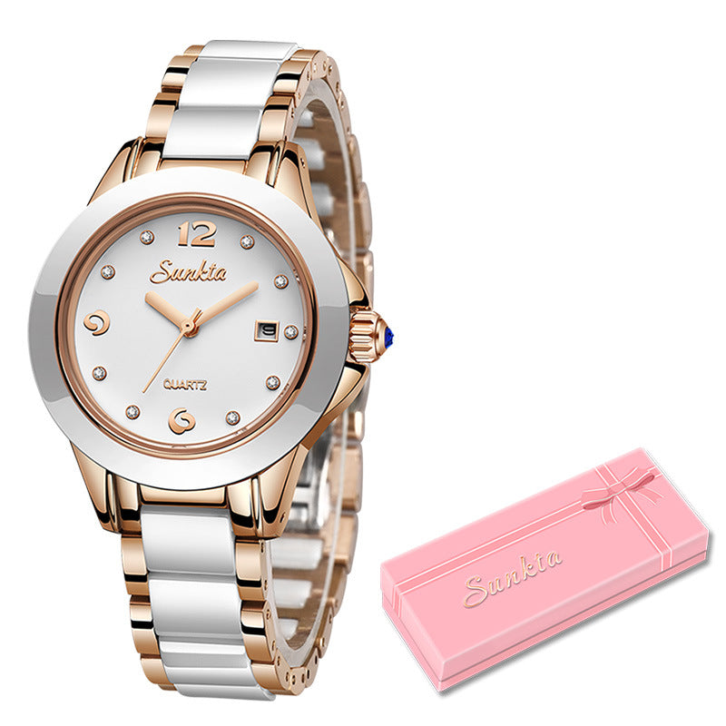 Women's Watch Quartz Sunkta Fashion Women's Watch Rose Gold Women's Watch Creative Waterproof