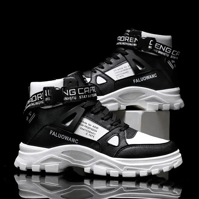 Men's Boots New Casual Fashion Men's Ankle Boots Retro Sports Platform Sole Heightening Ankle Men Boots Lace-up Shoes for Men