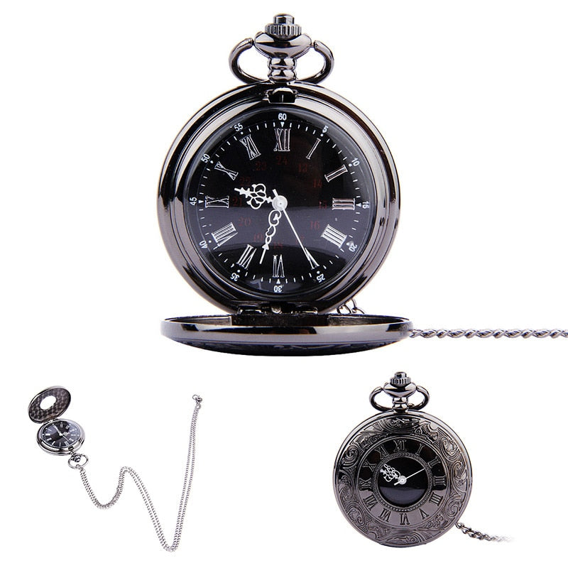 Pocket Watch Vintage Roman Numerals Quartz Watch Clock With Chain Antique Pendant Necklace Gifts For Father