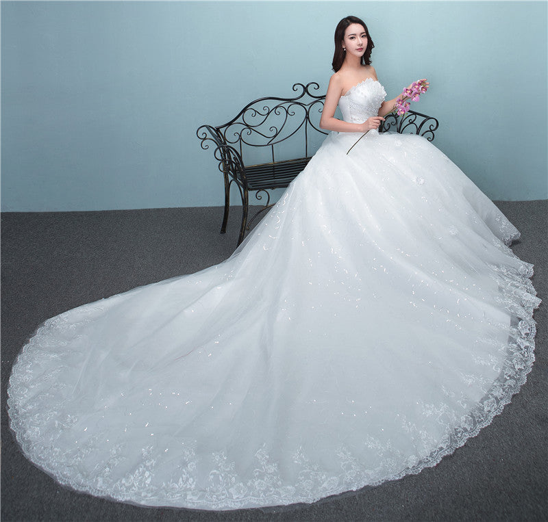 wedding bride dress new large tail size wedding dress factory wholesale TH52