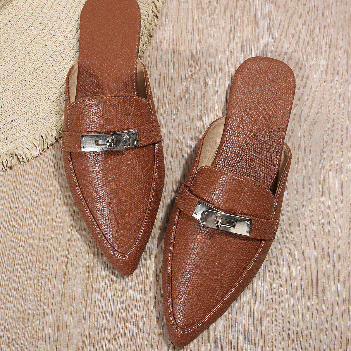 Pointed-toe Low Heel Leisure Semi-slippers Women's Shoes