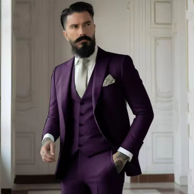 Men's Slim Fit Solid Color Business Suit