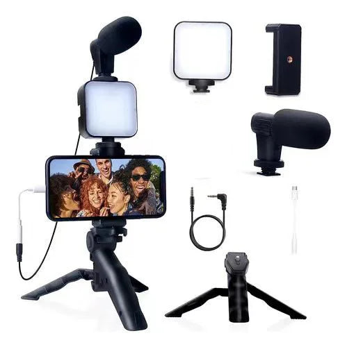 Vlogging kit for mobile phone tripod 36 led fill light and mini microphone for live stream