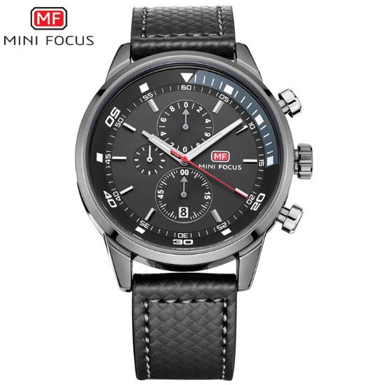 MF0017G Watches Men Luxury Brand MINI FOCUS Quartz Fashion Leather Watch Man Chronograph Male Wristwatch Men relogio masculino