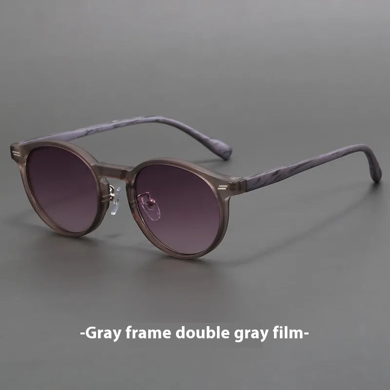 Retro Frosted Round Rim Sunglasses UV-proof Strong Light