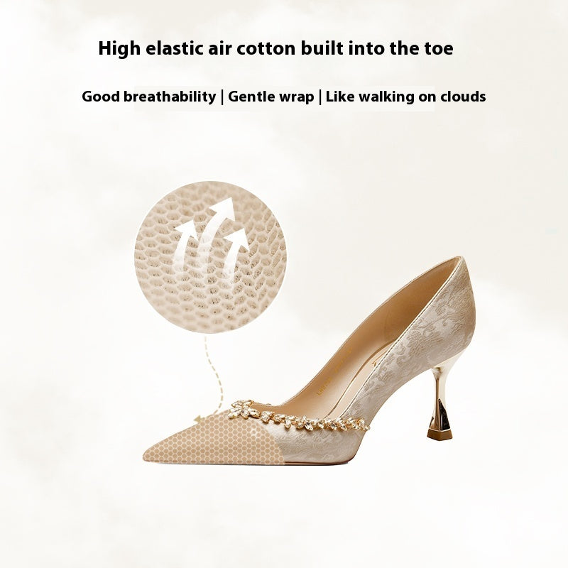 New Chinese Style Wedding Shoes Women's Cheongsam High Heels Bride