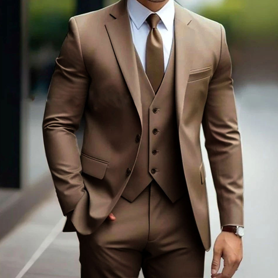 Suit Business Casual Men's Three-piece For Bridegroom