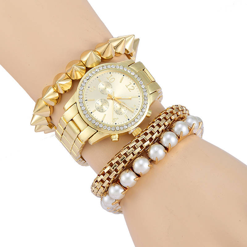 New Fashion Quartz Watch for women's Set Boutique Trends Geneva Style Watch Jewelry Set Christmas Gifts Birthday Gifts