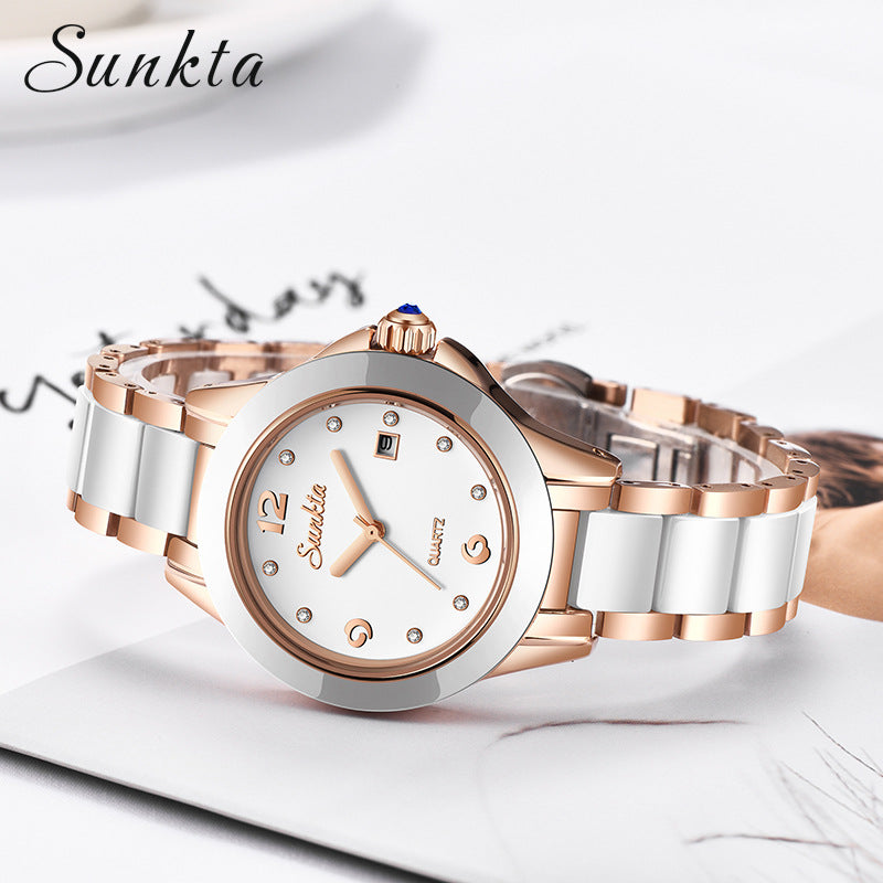 Women's Watch Quartz Sunkta Fashion Women's Watch Rose Gold Women's Watch Creative Waterproof