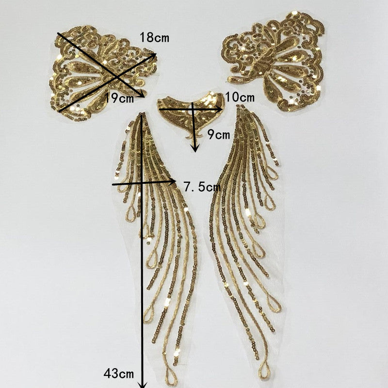 Gold Glitter Embroidery Cloth Stick Dance Clothes Decorative Accessories Patch Hand Stitched