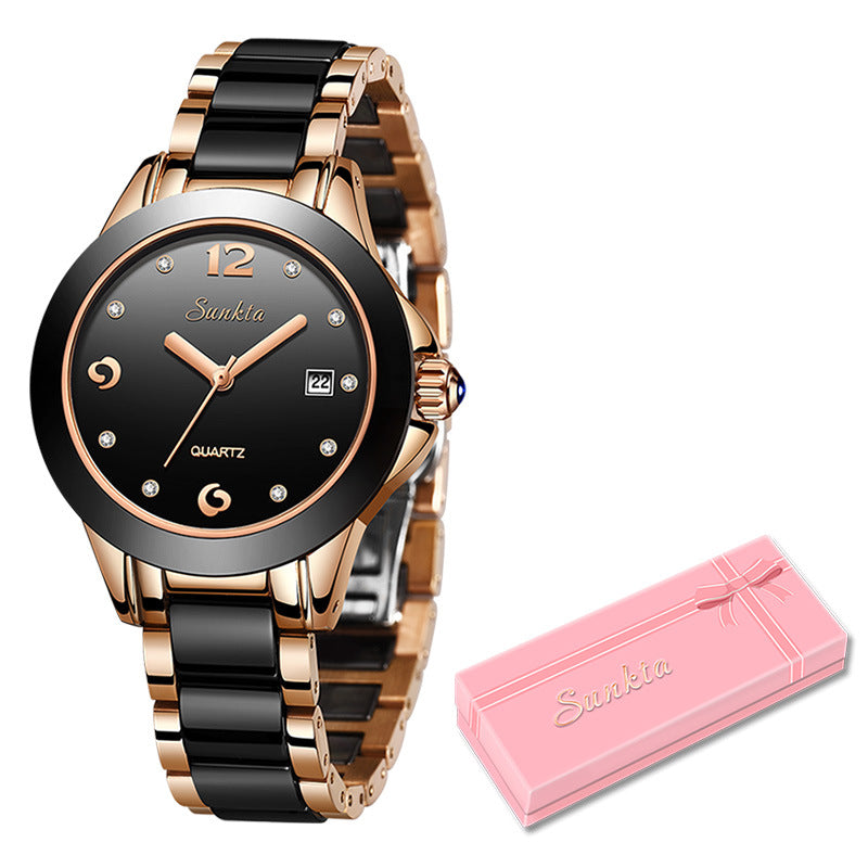 Women's Watch Quartz Sunkta Fashion Women's Watch Rose Gold Women's Watch Creative Waterproof