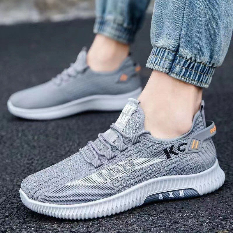 New autumn sports shoes with fly woven mesh breathable running shoes for youth Korean version lightweight soft