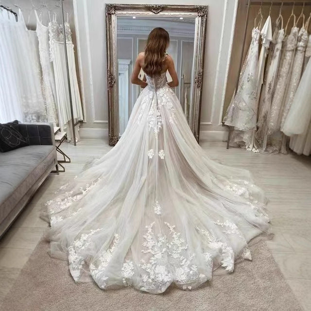 Wedding Dresses Bridal Lace Tube Top Main Yarn Heavy Industry Advanced