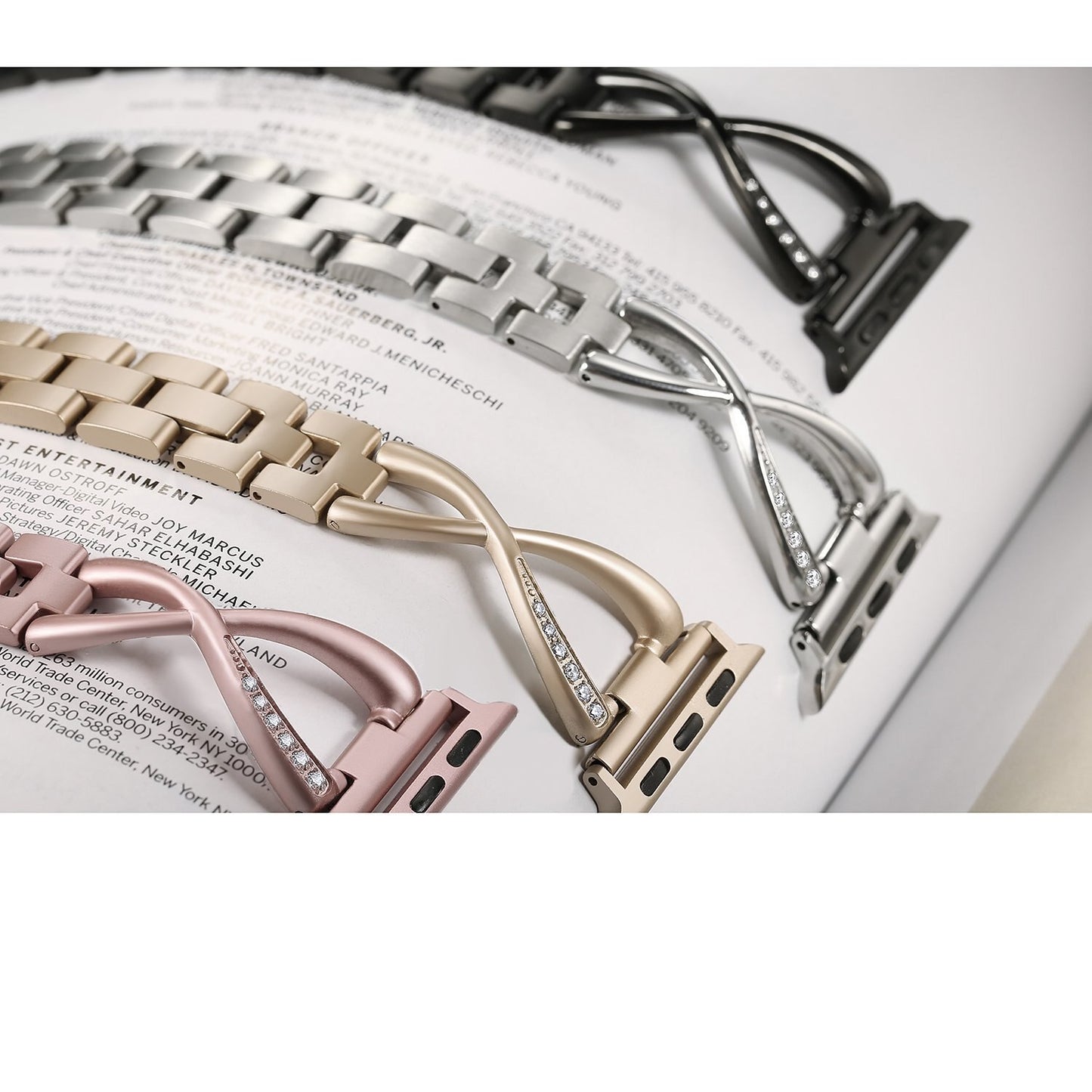 X-shaped stainless steel diamond watch band for Apple Watch Bands diamond Stainless Steel Strap