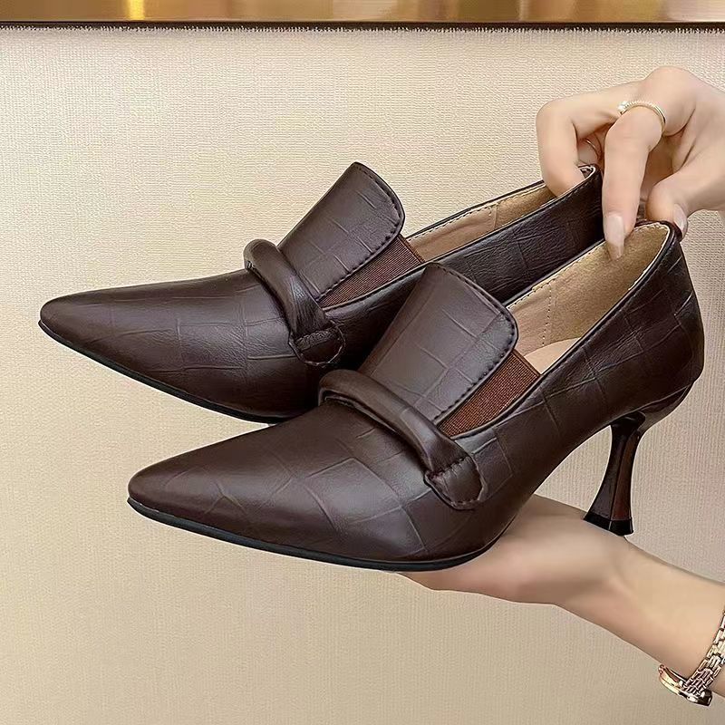 Soft Leather 7cm Women's Stiletto Heel High Heel Shoes