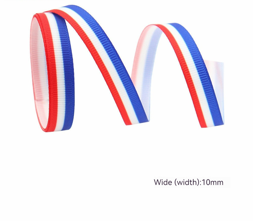 Stars And Stripes Ribbon Dovetail Bowknot Hair Ring Double Stitching Dovetail Ribbon