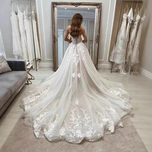 Wedding Dresses Bridal Lace Tube Top Main Yarn Heavy Industry Advanced