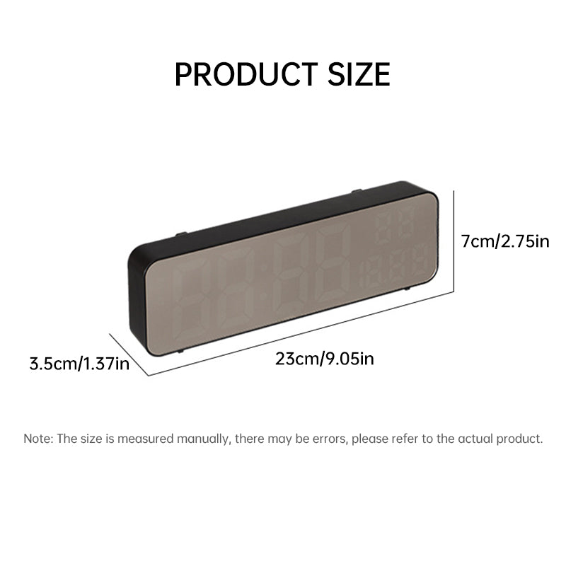 9-Inch Digital Wall Clock: Temp/Humid, Night Mode, Snooze, 12/24H, USB Plug-in LED Alarm Clock