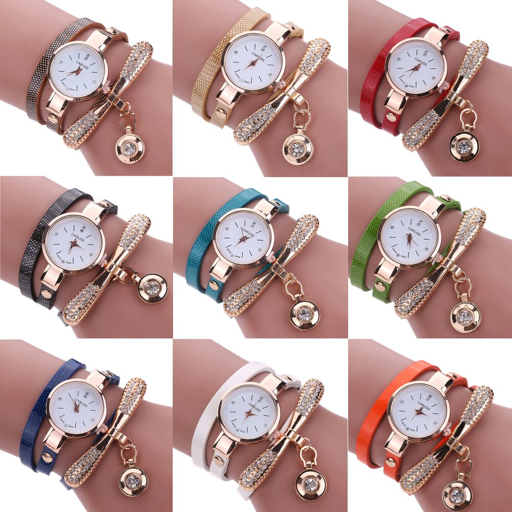 Women Watches Casual Bracelet Watch Woman Relogio Leather Band Rhinestone Analog Quartz Watch Female Clock Montre Femme