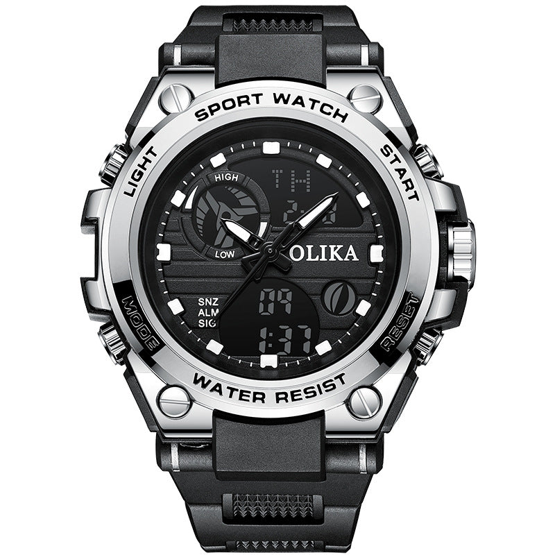 Men's watch dual display waterproof electronic, outdoor sports timing multifunctional