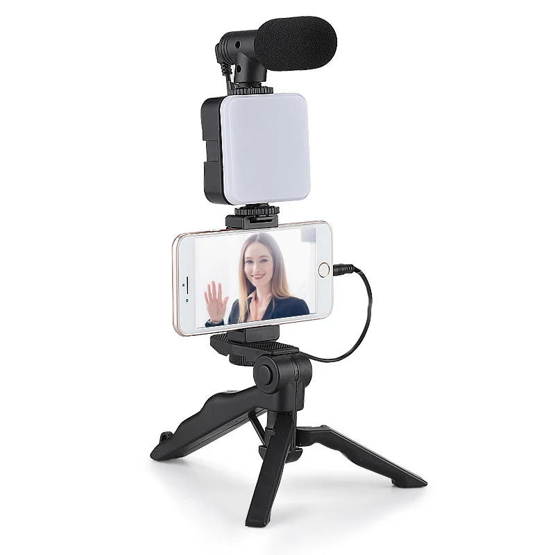 Vlogging kit for mobile phone tripod 36 led fill light and mini microphone for live stream