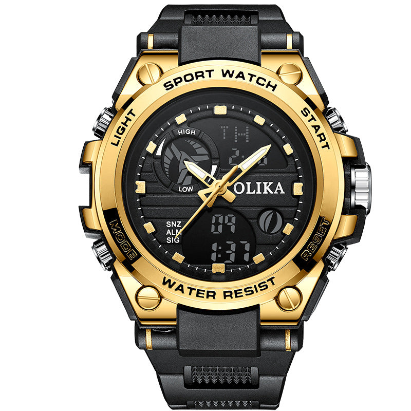 Men's watch dual display waterproof electronic, outdoor sports timing multifunctional