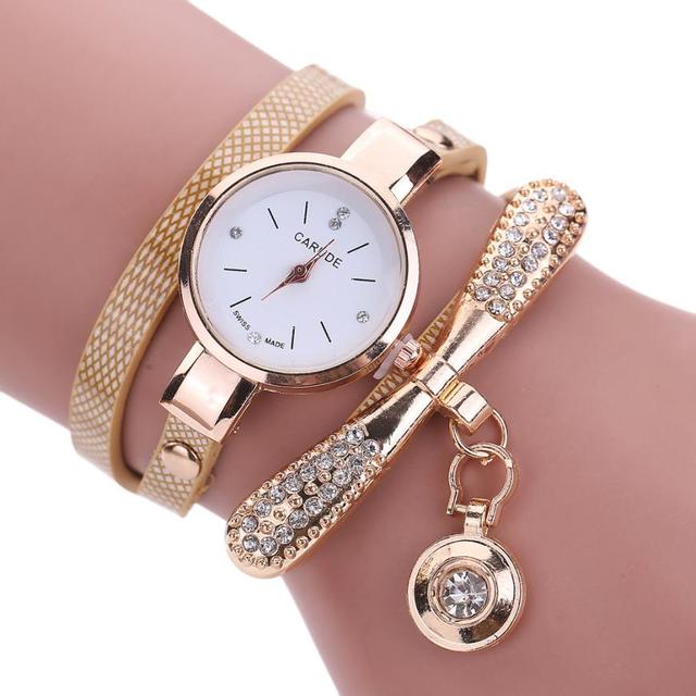Women Watches Casual Bracelet Watch Woman Relogio Leather Band Rhinestone Analog Quartz Watch Female Clock Montre Femme