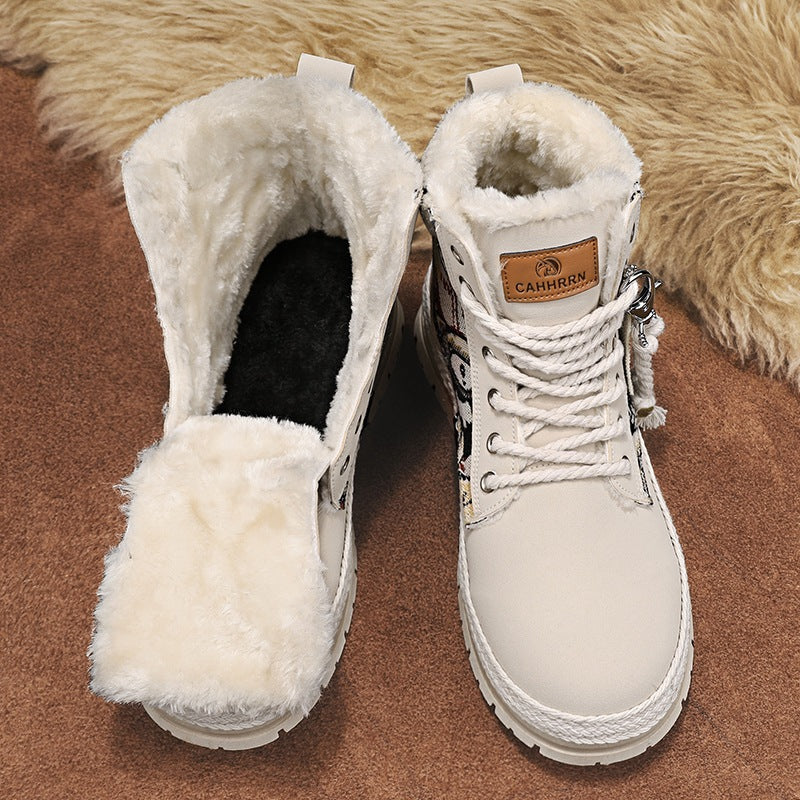 Winter high top Martin boots men's plush workwear trendy boots men's motorcycle boots