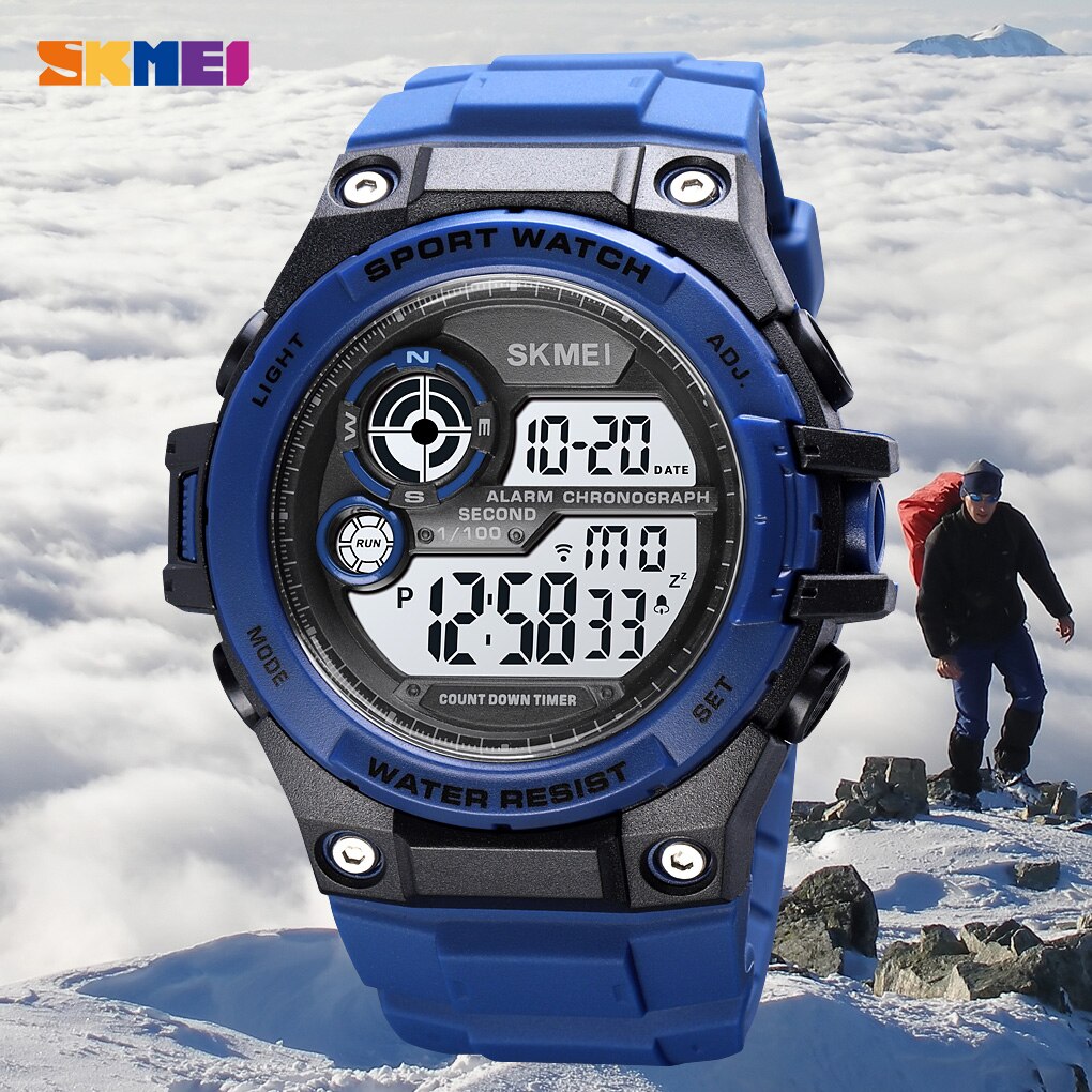 SKMEI 1759 New Sport Watches 100M Waterproof Digital Watch Fashion Countdown Chrono Clock Men Casual LED