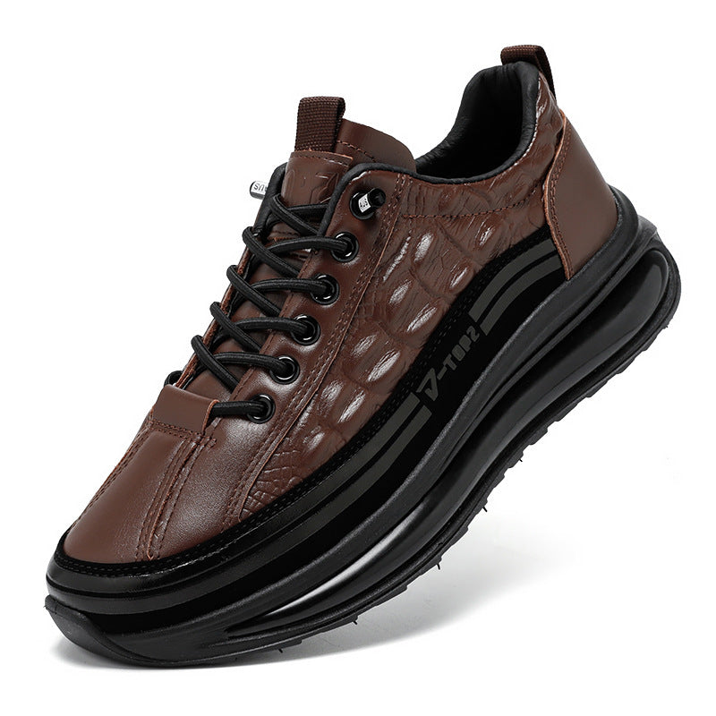 Men's Retro Trend Casual Lightweight Thick-soled Crocodile Leather Shoes