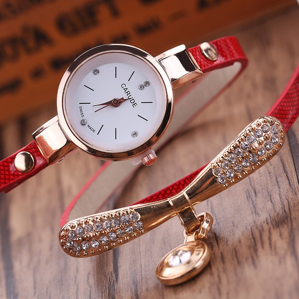 Women Watches Casual Bracelet Watch Woman Relogio Leather Band Rhinestone Analog Quartz Watch Female Clock Montre Femme