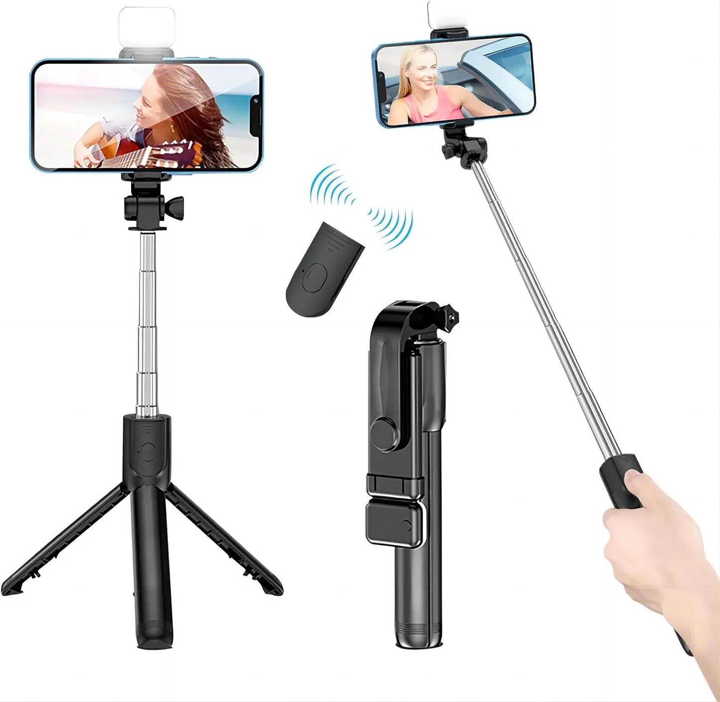 Selfie Stick with Fill Light Extendable Selfie Stick Tripod with Wireless Remote and Phone Holder Group Selfies For All phones