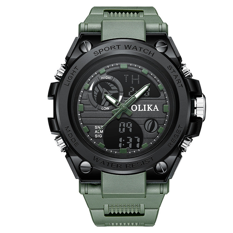 Men's watch dual display waterproof electronic, outdoor sports timing multifunctional
