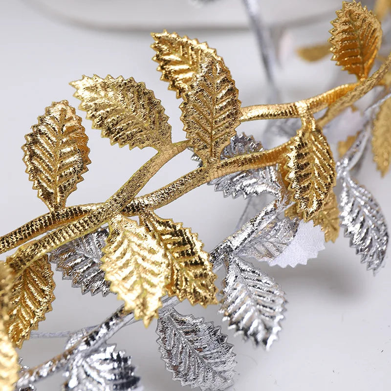 100Meter/Roll Printed Gift Wrap Ribbon Bows Golden Ribbon For Home Party Decorative Handmade DIY Tree Leaf Ribbon For Crafts