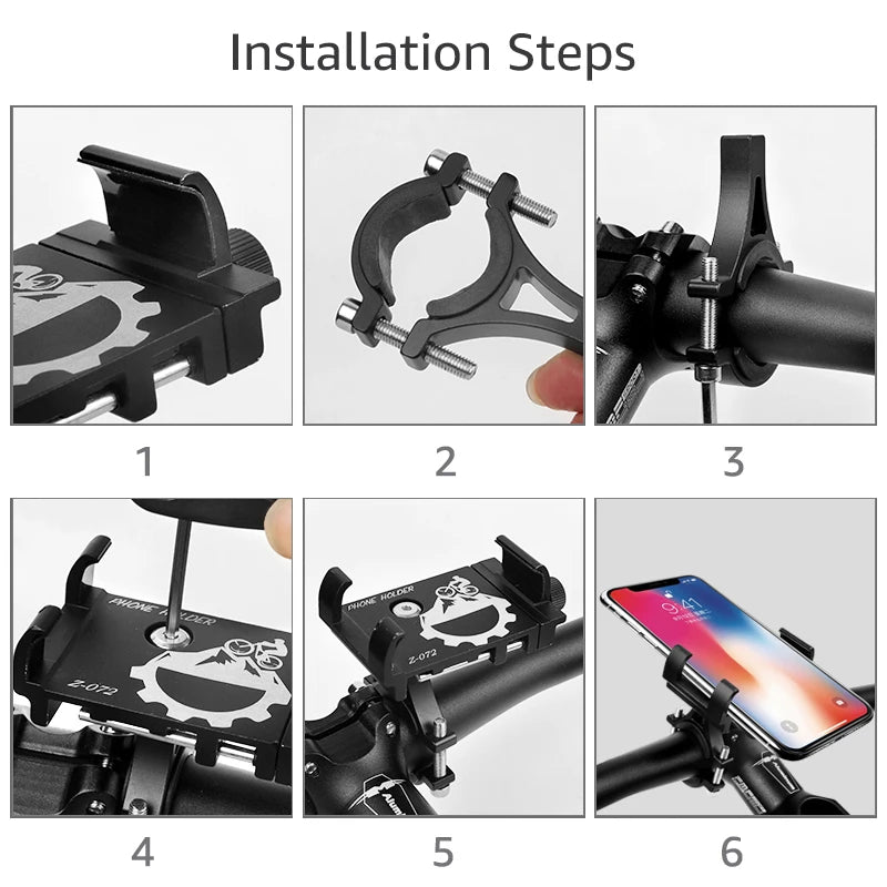 Untoom Bicycle Phone Holder Universal Bike Motorcycle Handlebar Clip Stand Mount Cell Phone Holder Bracket for iPhone 11 Pro Max
