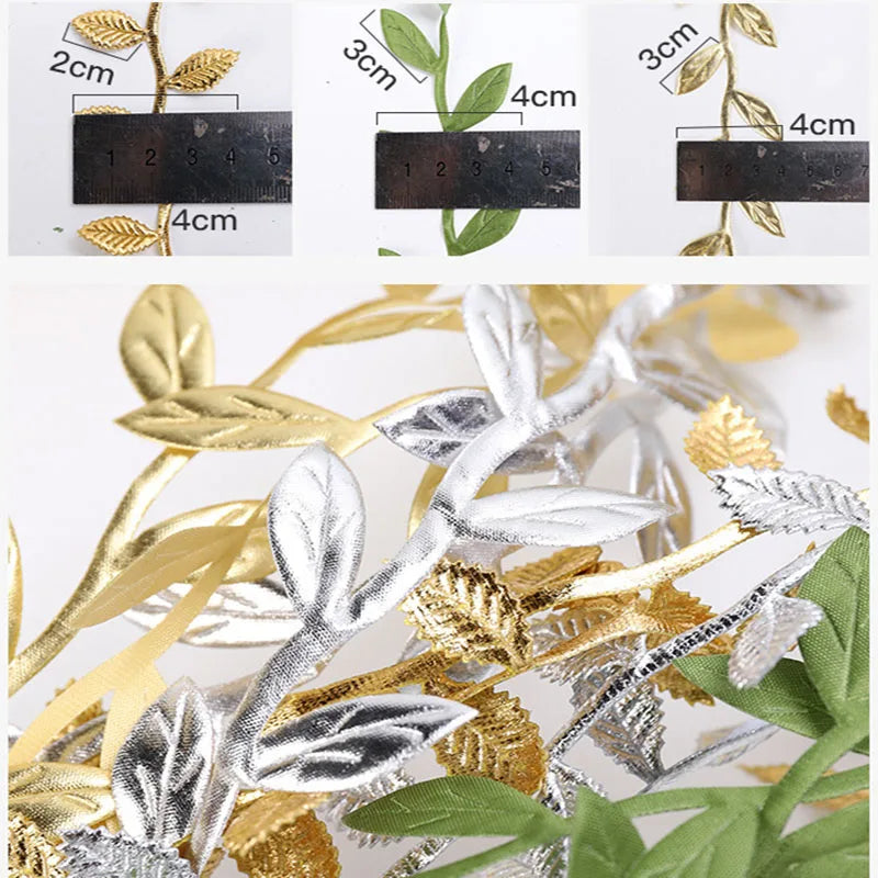 100Meter/Roll Printed Gift Wrap Ribbon Bows Golden Ribbon For Home Party Decorative Handmade DIY Tree Leaf Ribbon For Crafts