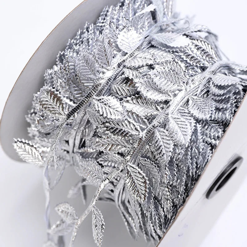 100Meter/Roll Printed Gift Wrap Ribbon Bows Golden Ribbon For Home Party Decorative Handmade DIY Tree Leaf Ribbon For Crafts