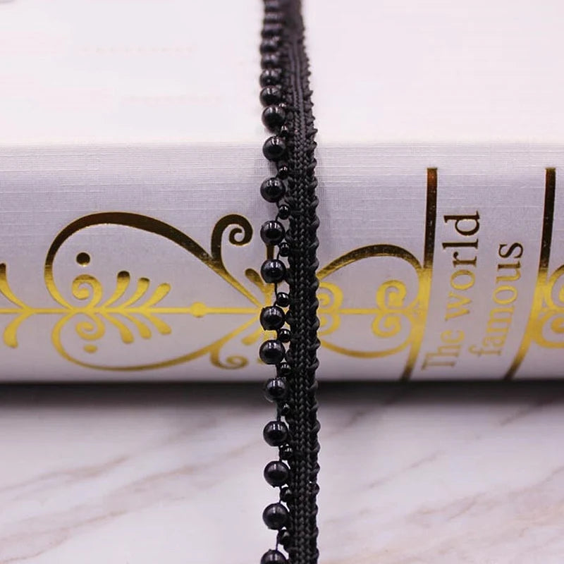 1 Yard White Black Gold Pearl Lace Trim Crease Mesh Ribbon Lace Fabric Collar Dress Sewing Garment Headdress Materials 3/4/6/8mm